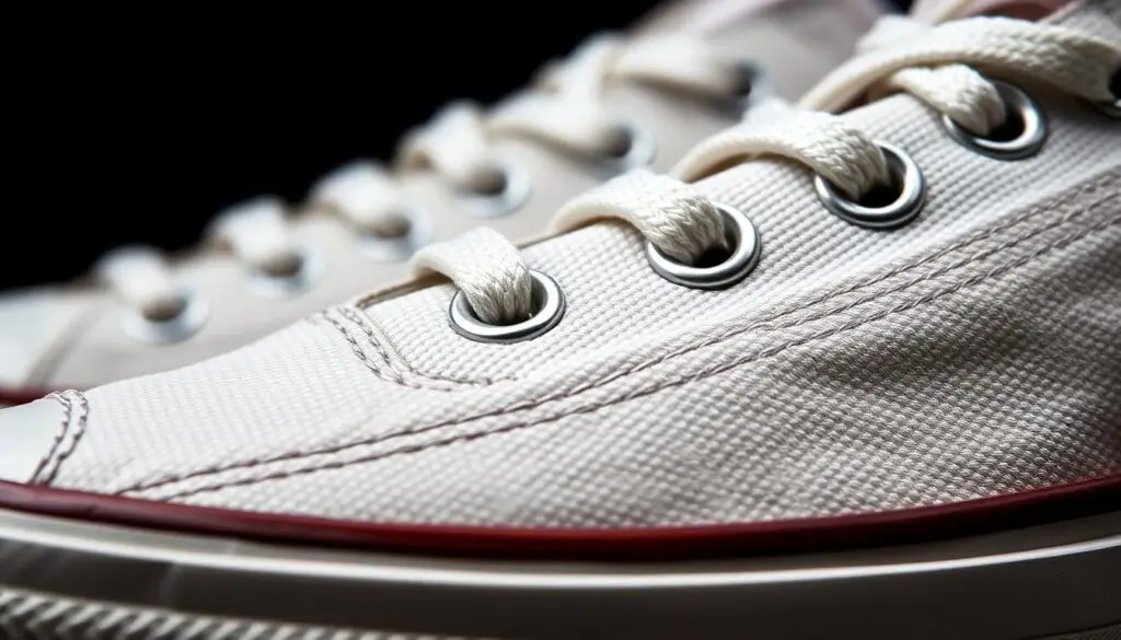 Detale wykonania oryginalnych butów Converse - szwy i materiały