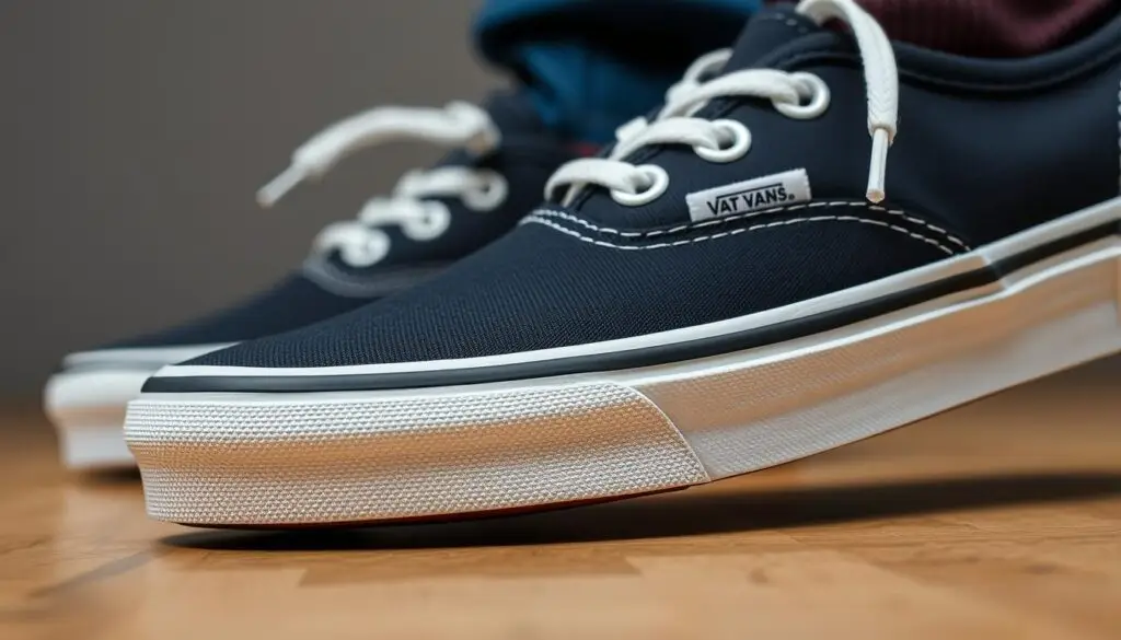 Detale wykonania oryginalnych butów Vans - szwy i materiały