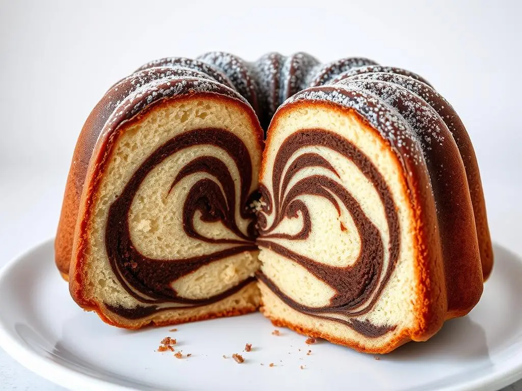 Gotowa babka na oleju Siostry Anastazji z marmurkowym wzorem w przekroju