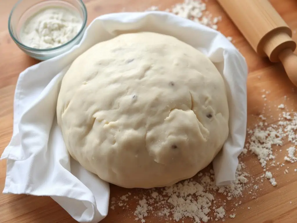 Gotowe ciasto na uszka odstawione do odpoczynku