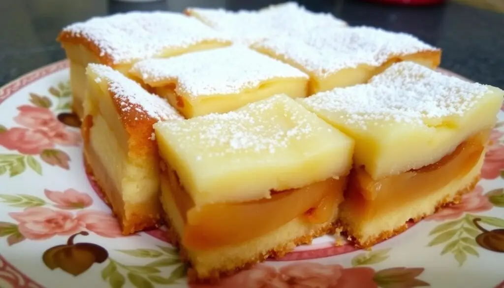 Gotowe ciasto z jabłkami i budyniem siostry Anastazji pokrojone w kawałki Gotowe ciasto z jabłkami i budyniem siostry Anastazji pokrojone w kawałki