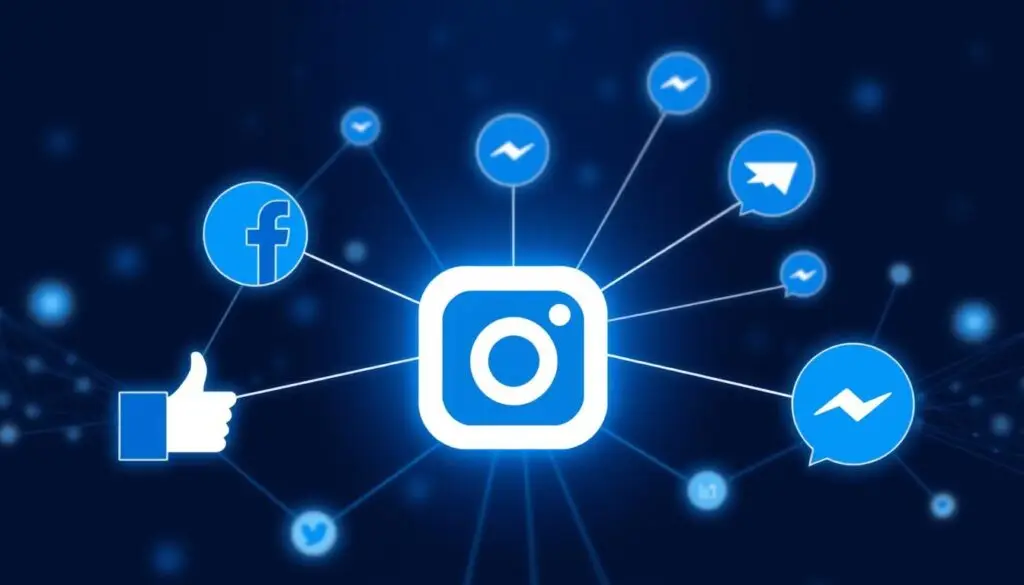 Grafika przedstawiająca różne platformy społecznościowe i ich połączenia