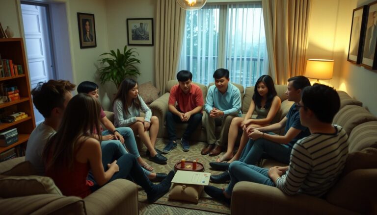 Grupa nastolatków grających w 7 minut w niebie gra na imprezie