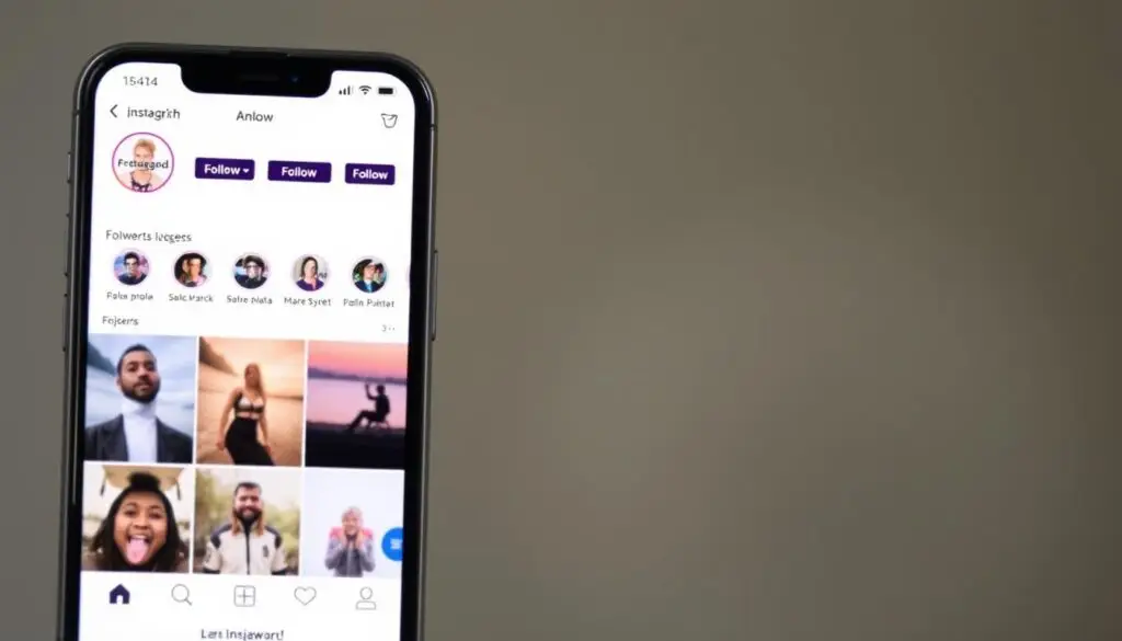 Interfejs Instagrama pokazujący sekcję obserwujących i sugestie kont
