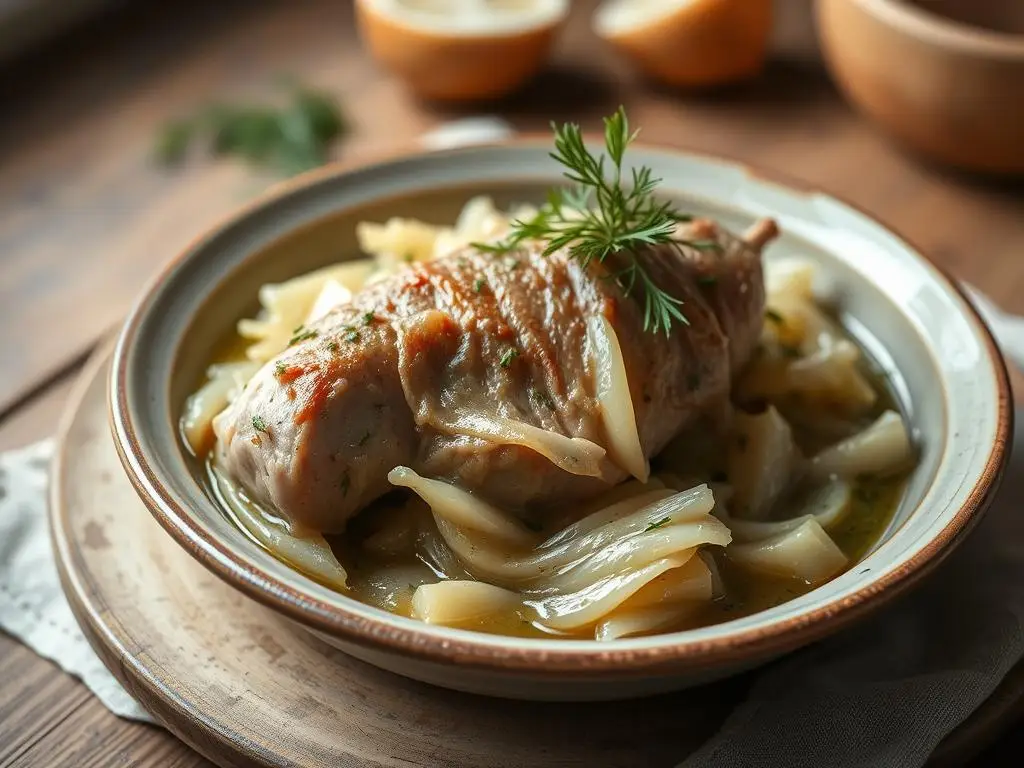 Karczek w kapuście kiszonej siostry Anastazji na talerzu