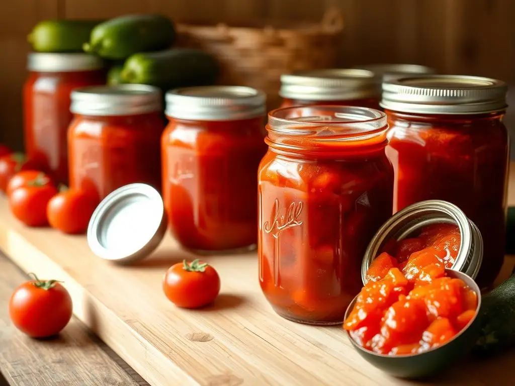 Ketchup z cukinii siostry Anastazji w słoikach o intensywnym czerwonym kolorze Ketchup z cukinii siostry Anastazji w słoikach o intensywnym czerwonym kolorze