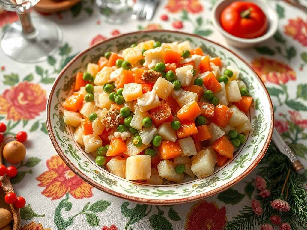 Najlepsza sałatka jarzynowa Siostry Anastazji w ozdobnej misie na świątecznym stole