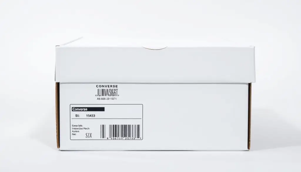 Oryginalne pudełko butów Converse z etykietami i oznaczeniami
