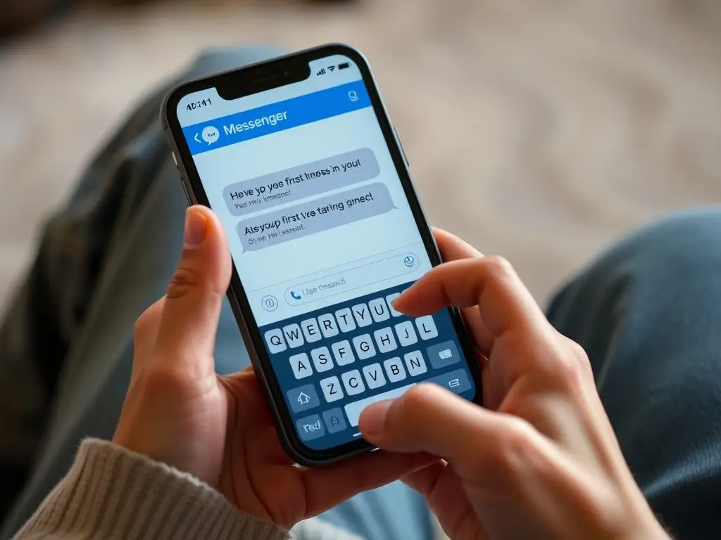 Osoba pisząca wiadomość na Messengerze na smartfonie