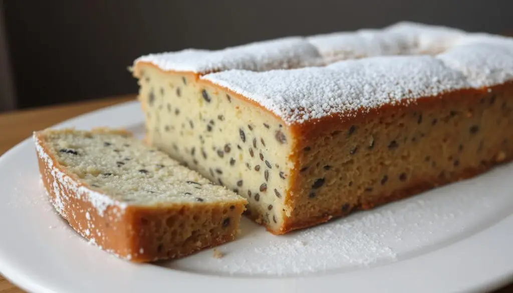 Placek z makiem suchym Siostry Anastazji posypany cukrem pudrem