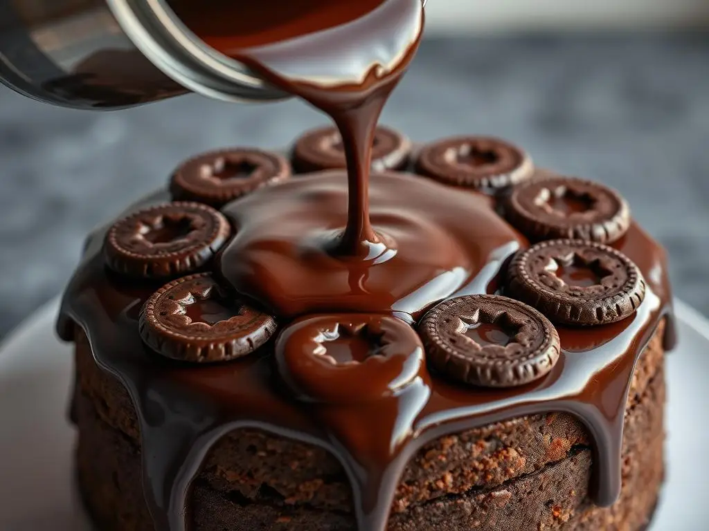 Polewanie ciasta kukułka polewą czekoladową