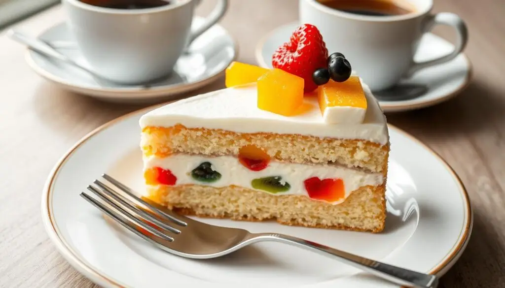 Porcja śmietanowca z galaretką siostry Anastazji na talerzyku