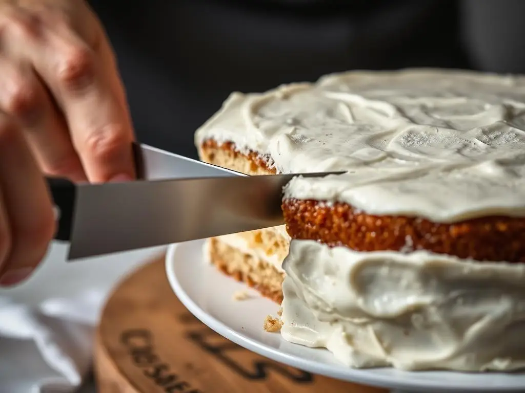 Prawidłowe krojenie ciasta góra lodowa z użyciem gorącego noża