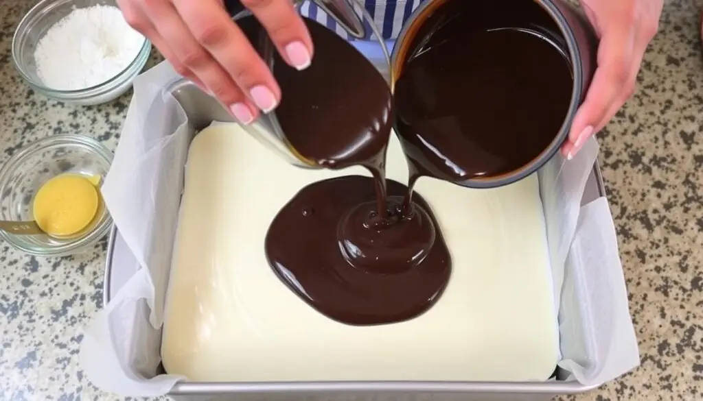 Prawidłowe wylewanie warstw ciasta Fale Dunaju