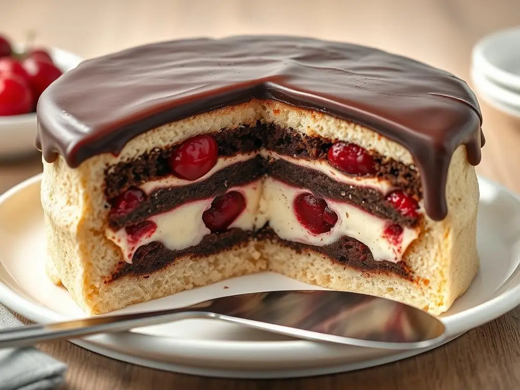 Prawidłowo upieczone ciasto Fale Dunaju w przekroju Prawidłowo upieczone ciasto Fale Dunaju w przekroju