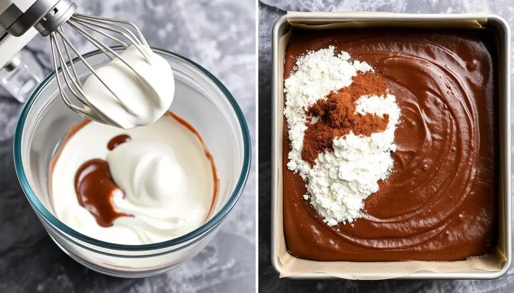 Proces przygotowania biszkoptu kakaowego do ciasta snikers na biszkopcie siostry anastazji