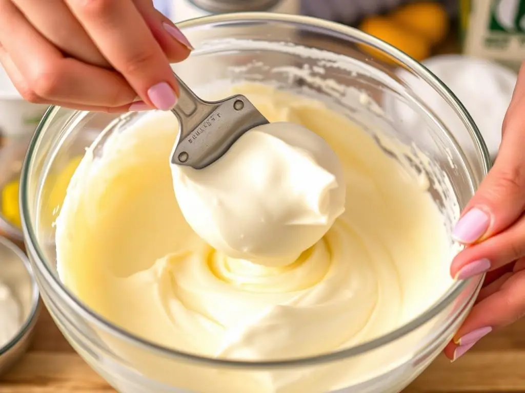 Proces przygotowania ciasta Fale Dunaju - mieszanie składników Proces przygotowania ciasta Fale Dunaju - mieszanie składników