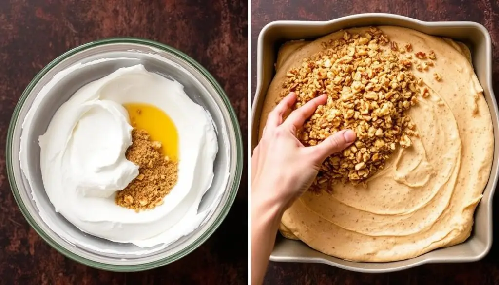 Proces przygotowania ciasta orzechowego do ciasta snikers siostry anastazji