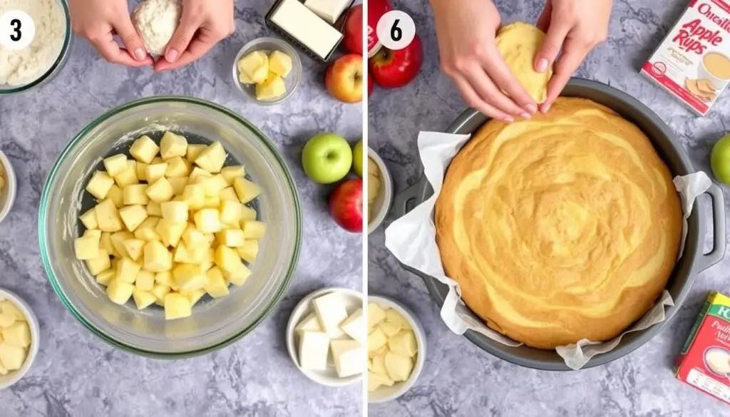 Proces przygotowania ciasta z jabłkami i budyniem siostry Anastazji Proces przygotowania ciasta z jabłkami i budyniem siostry Anastazji