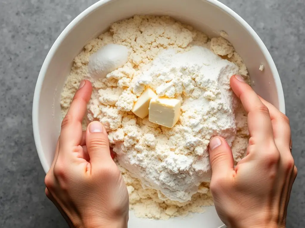 Proces przygotowania kruszonki do ciasta ucieranego ze śliwkami