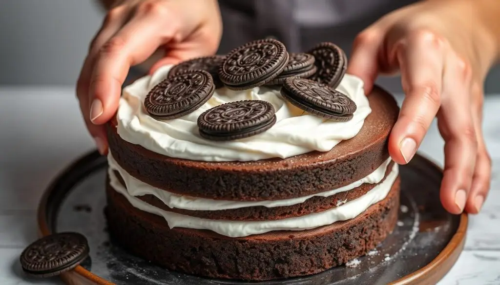 Proces składania warstw ciasta kukułka