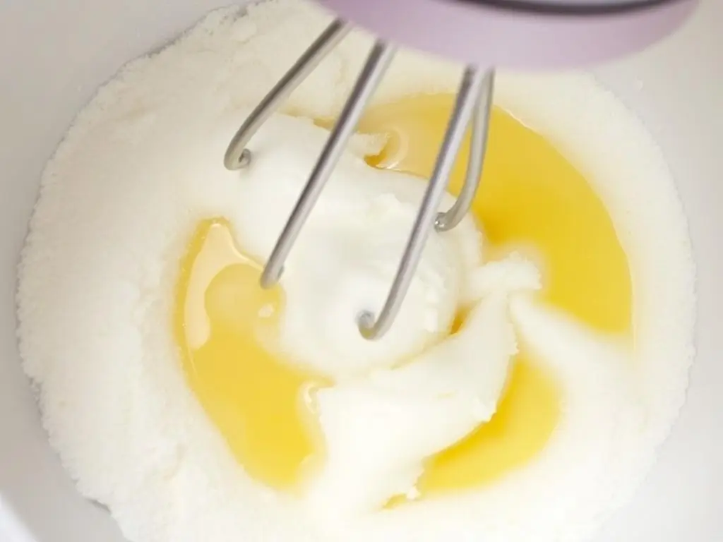 Proces ucierania jajek z cukrem na puszystą masę do ciasta ucieranego
