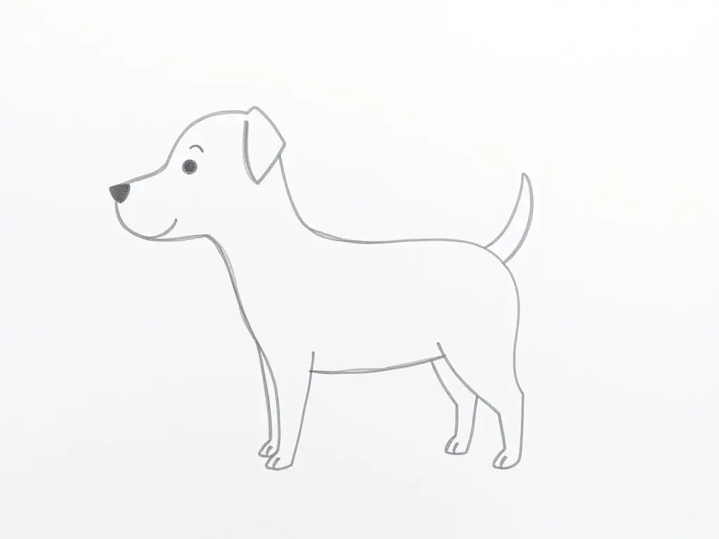 Prosty szkic psa dla dzieci z podstawowymi kształtami
