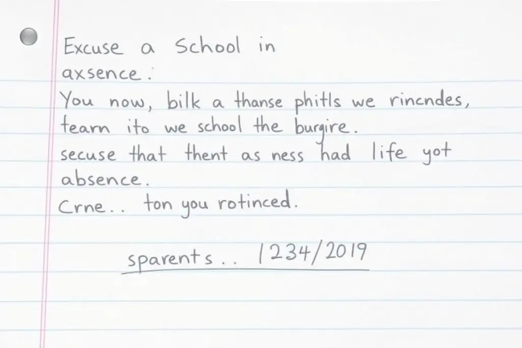 Przykład usprawiedliwienia nieobecności w szkole