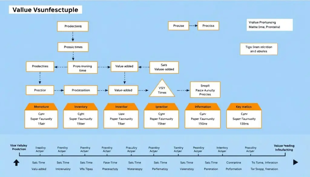 Przykładowa Mapa Strumienia Wartości (VSM) dla procesu produkcyjnego