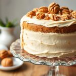 Pyszny tort orzechowy siostry Anastazji z kremem orzechowym udekorowany orzechami włoskimi
