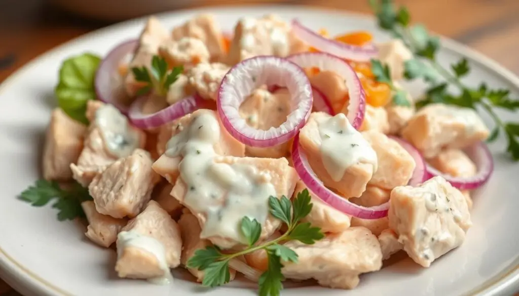 Sałatka chrzanowa z kurczakiem i cebulką marynowaną Siostry Anastazji