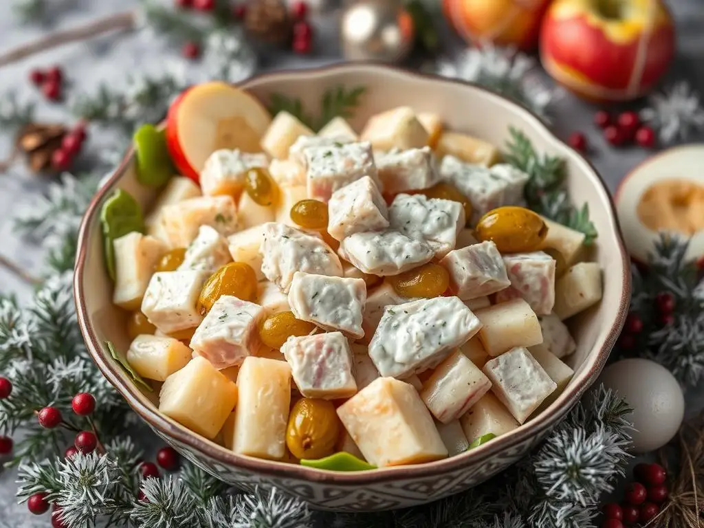 Sałatka śledziowa Siostry Anastazji z jabłkiem w świątecznej aranżacji