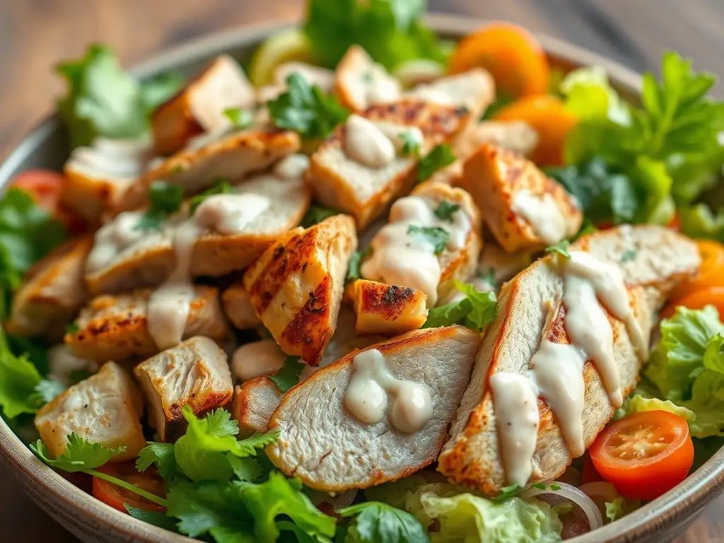 Sałatka z kurczakiem Siostry Anastazji z dodatkiem warzyw i sosu