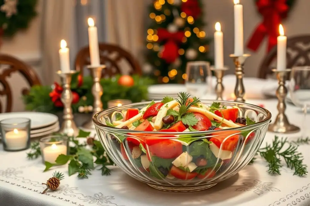 Świąteczna sałatka Siostry Anastazji na elegancko nakrytym stole wigilijnym