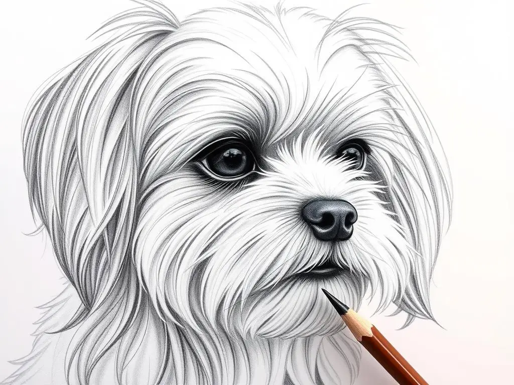 Technika rysowania charakterystycznej sierści psa rasy Shih Tzu