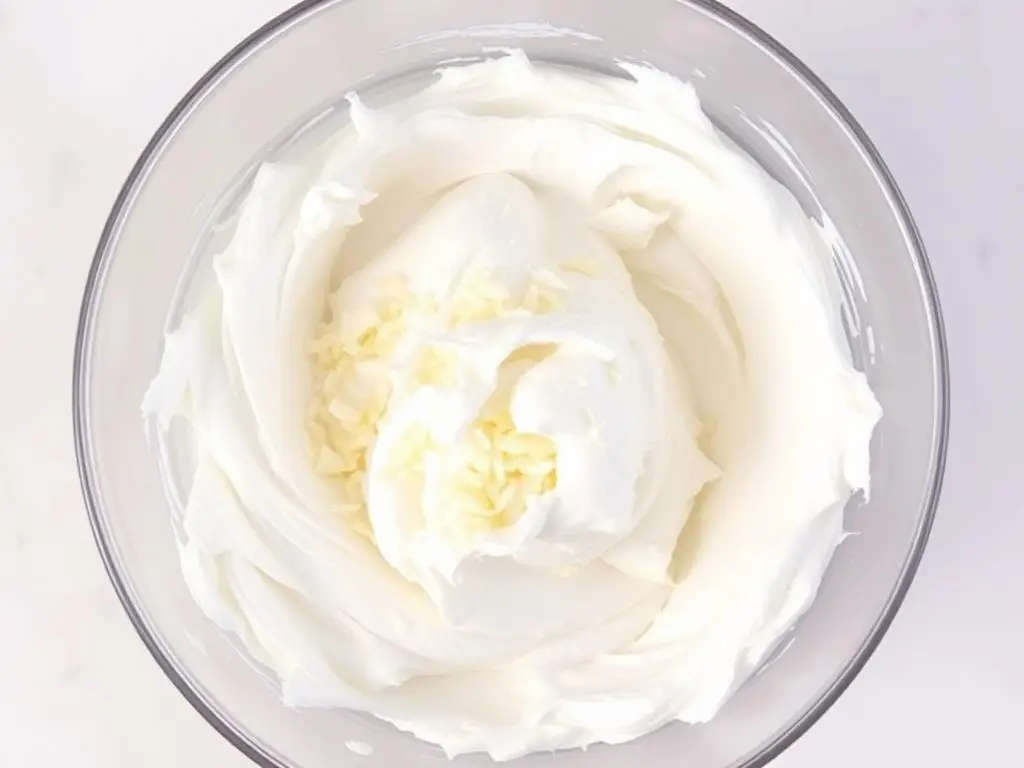 Ubita pianka z wiórkami kokosowymi do ciasta ananasowo kokosowego siostry Anastazji Ubita pianka z wiórkami kokosowymi do ciasta ananasowo kokosowego siostry Anastazji