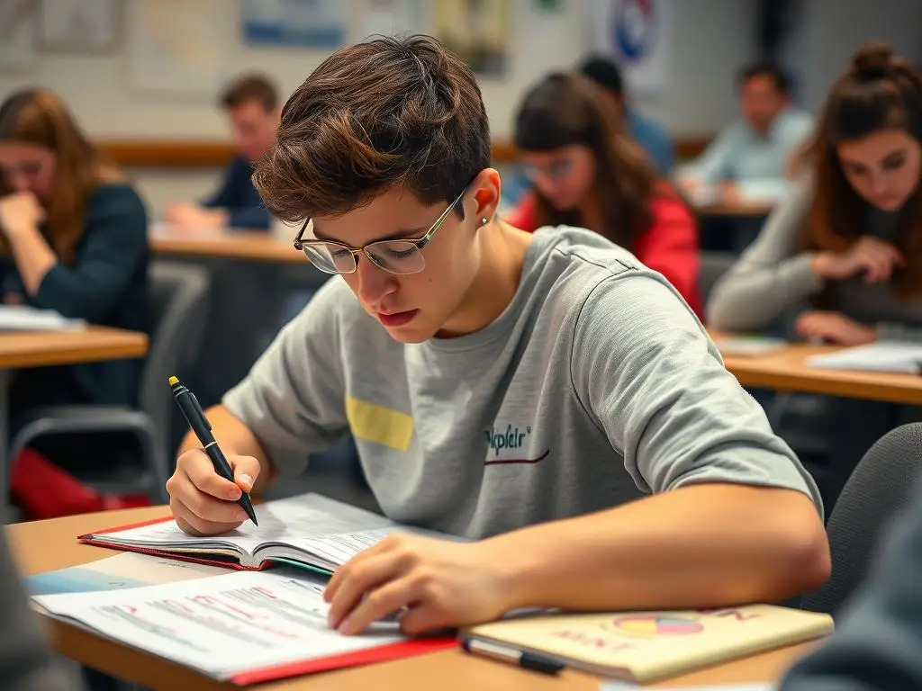 Uczeń robiący notatki w kreatywny sposób podczas lekcji, jak nie iść do szkoły