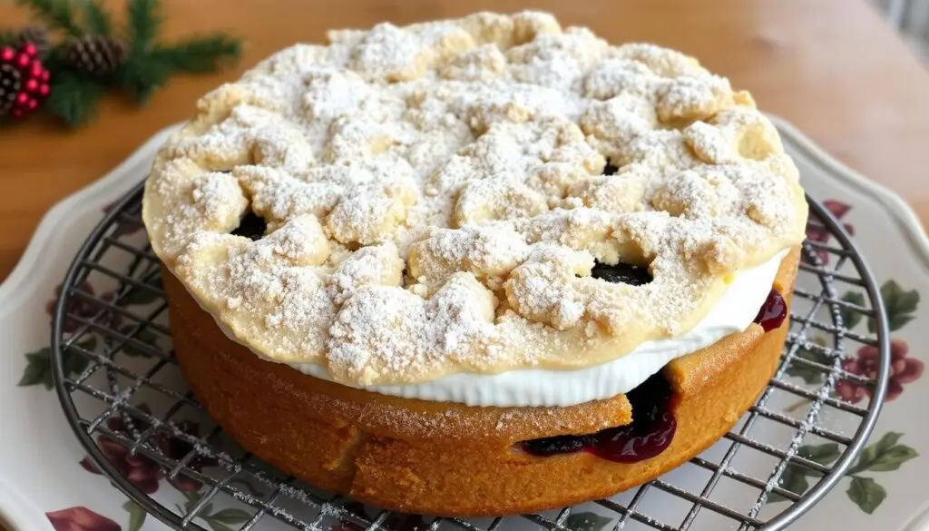 Upieczone ciasto pleśniak posypane cukrem pudrem