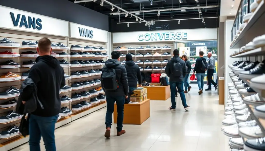 Wnętrze autoryzowanego sklepu z butami Vans i Converse