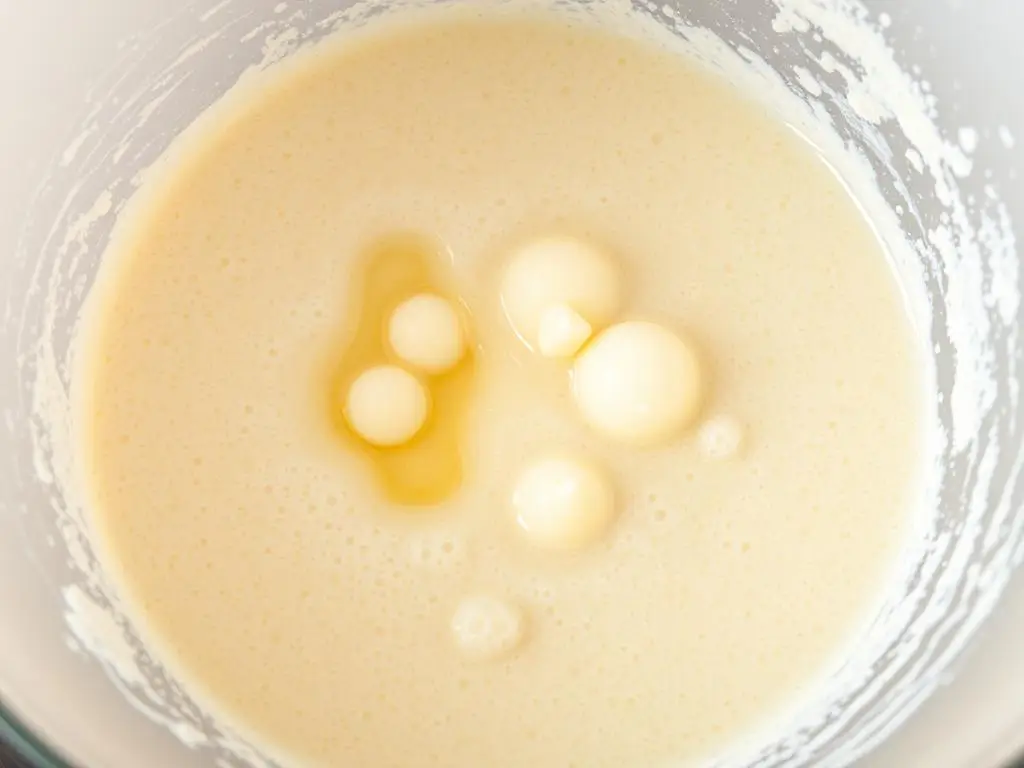 Zaczyn drożdżowy do rogalików krucho drożdżowych siostry Anastazji w misce Zaczyn drożdżowy do rogalików krucho drożdżowych siostry Anastazji w misce