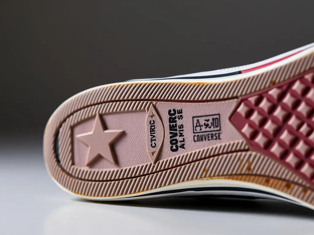 Zbliżenie na podeszwę oryginalnych butów Converse z charakterystycznym wzorem