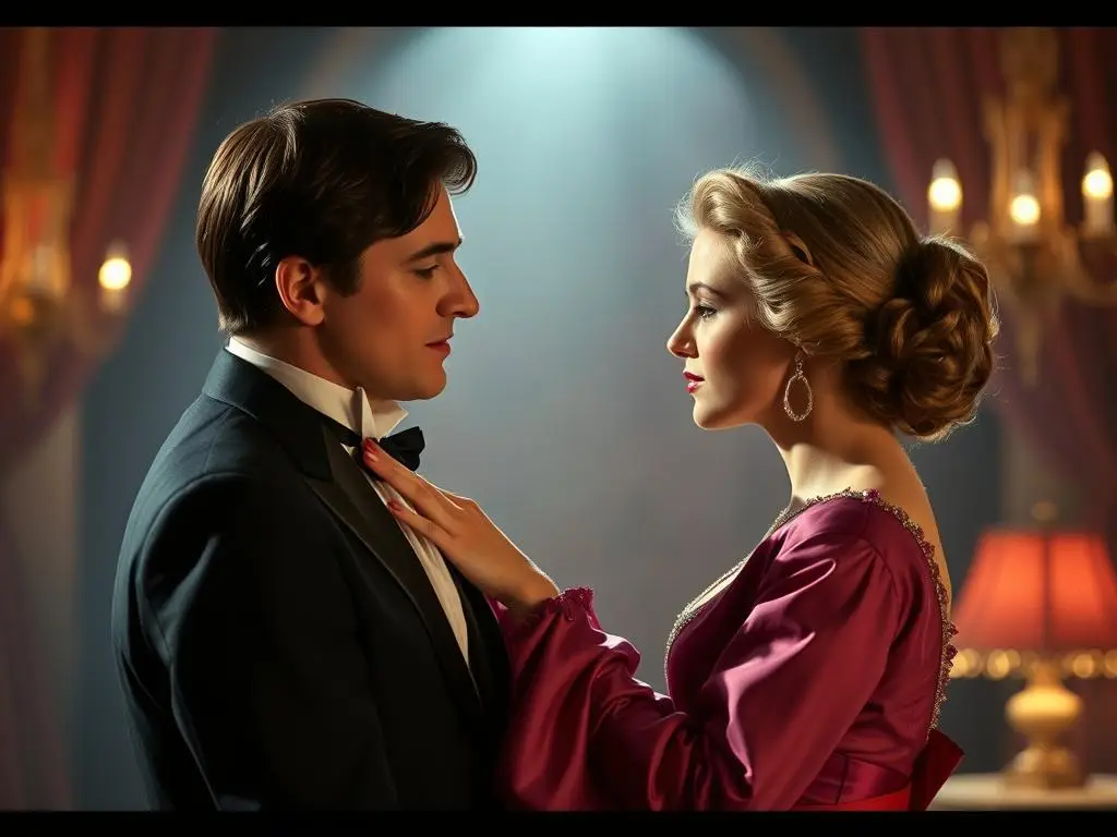 Amant w scenie romantycznej - przykład typowej roli amanta w filmie