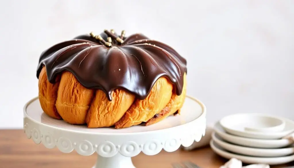 Całe ciasto z rogalikami 7 days na ozdobnym stojaku do ciast