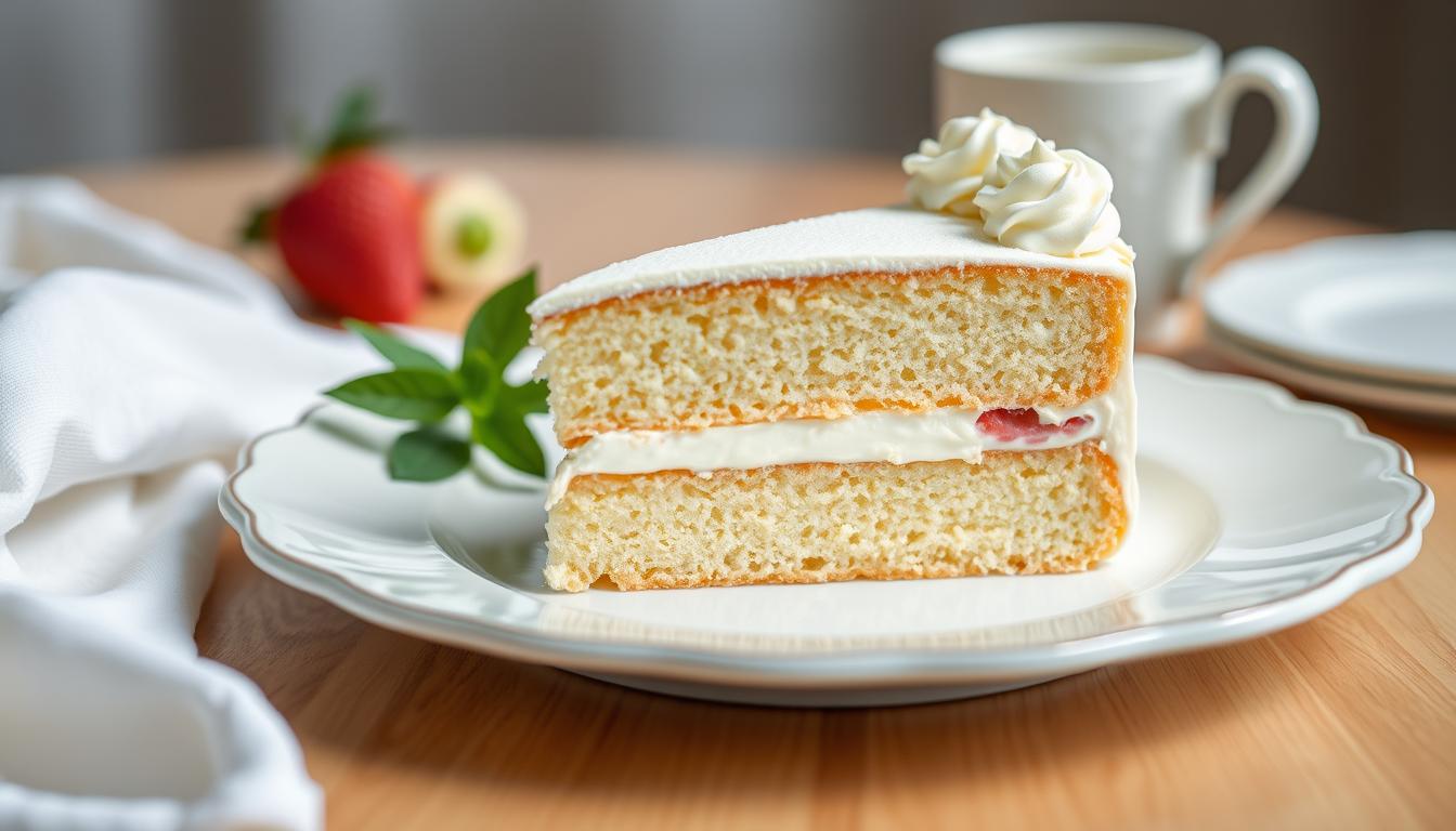 Ciasto Biała Dama według przepisu Siostry Anastazji na eleganckim talerzyku