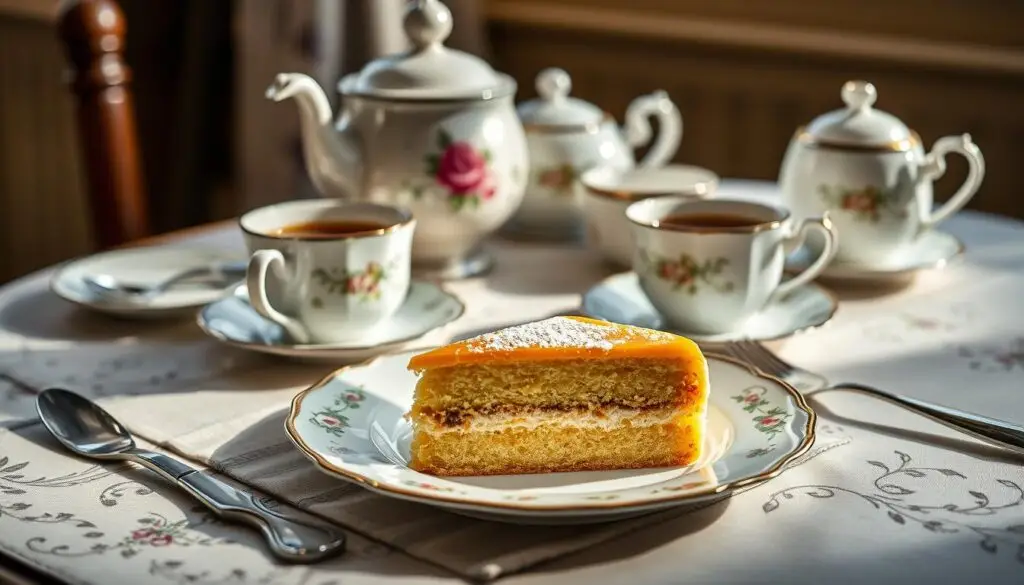 Ciasto harataniec siostry Anastazji podane z kawą na eleganckim stole