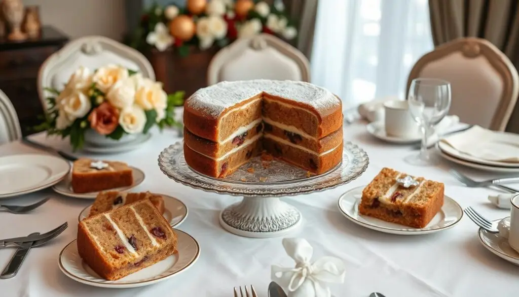 Ciasto pani Walewska siostry Anastazji z orzechami podane na eleganckim stole