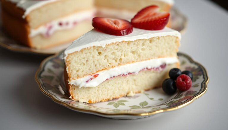 Ciasto z masą jogurtową siostry Anastazji na talerzyku z owocami