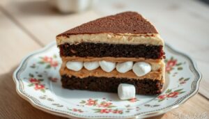 Ciasto z ptasim mleczkiem siostry Anastazji na ozdobnym talerzu