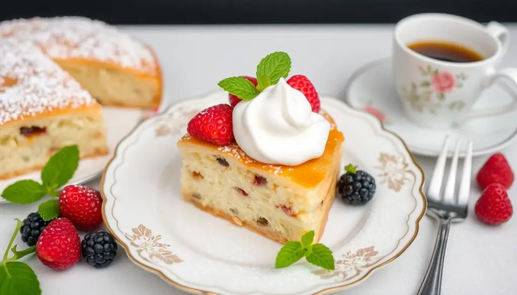 Elegancko podany placek z rogalikami 7 days z dodatkami