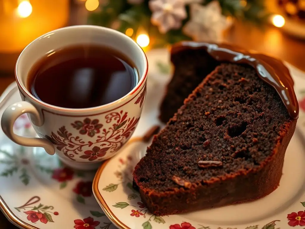 Filiżanka mocnej czarnej herbaty obok piernika z herbatą siostry Anastazji